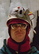 David Newman wearing his helmet camera.