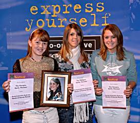 Jasmine, Hannah and Natalie receive the Coop Award.