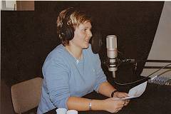 Daniela Siebert recording her lines.