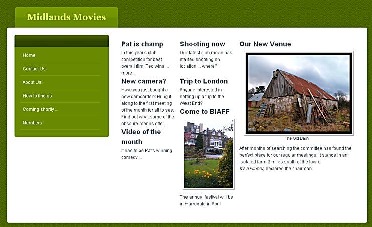 A web page created in Weebly with three content columns.