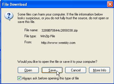 Screen grab of a zip file download notice.