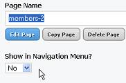 The Weebly pages tab showing the 'include in menu' prompt.