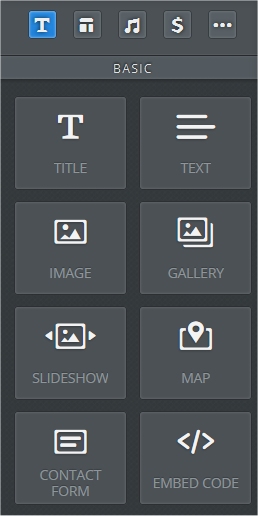 The Weebly basic tool buttons.