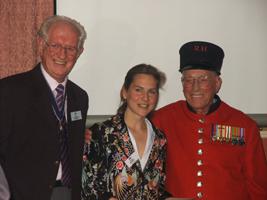 Reg Lancaster, Tania Mathias and the Chelsea pensioner Cyril Cook in You can't tell people