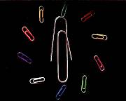 A star paperclip surrounded by chorus line dancers.