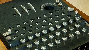 Photo of an Enigma machine.