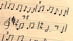 Close-up of part of the music score.