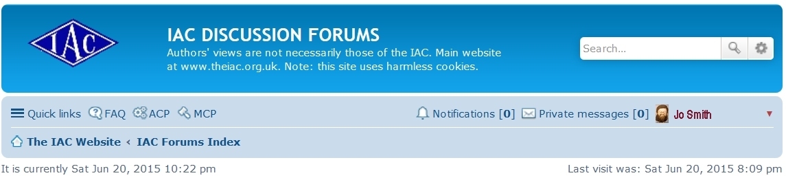 Top lines of the forum front page. 